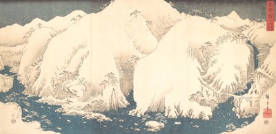 Kiso-bergen in de sneeuw, 1857 door Ando Hiroshige