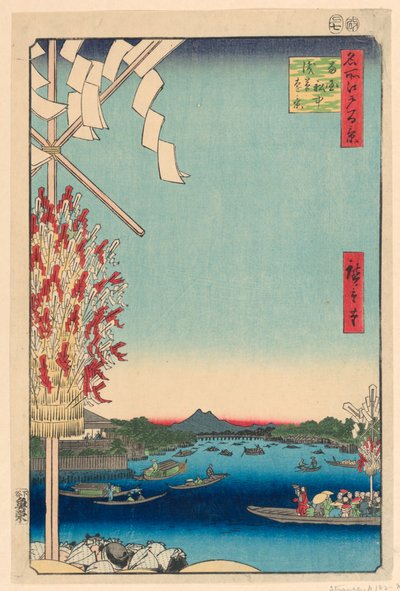 Miyato-rivier bij de Grote Oever van de Asakusa-rivier, nr. 68 uit Honderd Zichten op Edo door Ando Hiroshige
