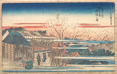 Ochtendkersen in Yoshiwara door Ando Hiroshige