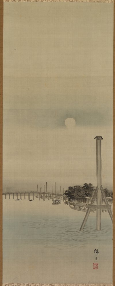 Nachtelijke scène op de Sumida-rivier, 1800s door Ando Hiroshige