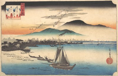 Terugkerende ganzen bij Katada door Ando Hiroshige