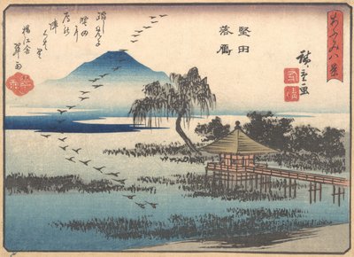 Terugkerende ganzen bij Katata, 1857 door Ando Hiroshige