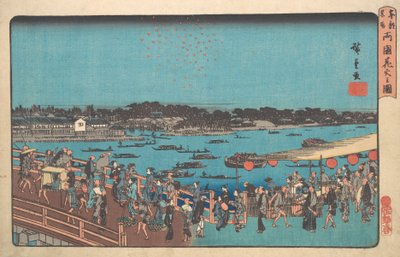 Ryogoku Hanabi no Zu, ca. 1841 door Ando Hiroshige