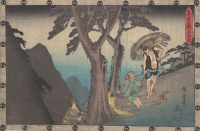 Sadakuro dreigt Yoichibei te doden, ca. 1840 door Ando Hiroshige
