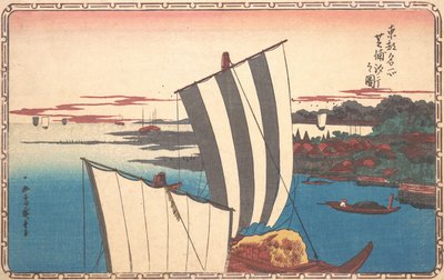 Schelpen verzamelen bij Shibaura door Ando Hiroshige