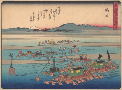 Shimada, uit de serie De drieënvijftig stations van de Tokaido-weg door Ando Hiroshige