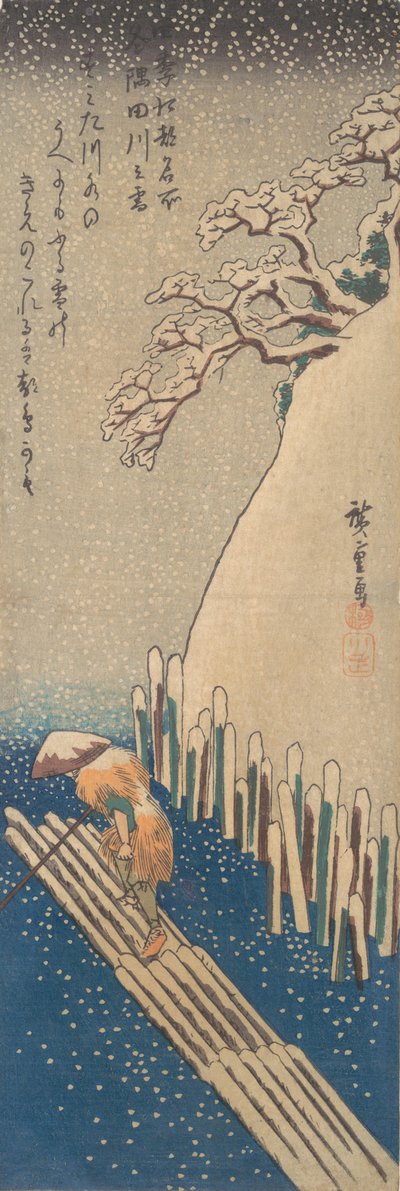 Sneeuw op de Sumida-rivier, ca. 1835 door Ando Hiroshige