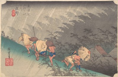 Plotselinge Regenbui in Shono, ca. 1833-34 door Ando Hiroshige