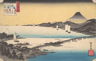 Zonsondergang in Seta door Ando Hiroshige