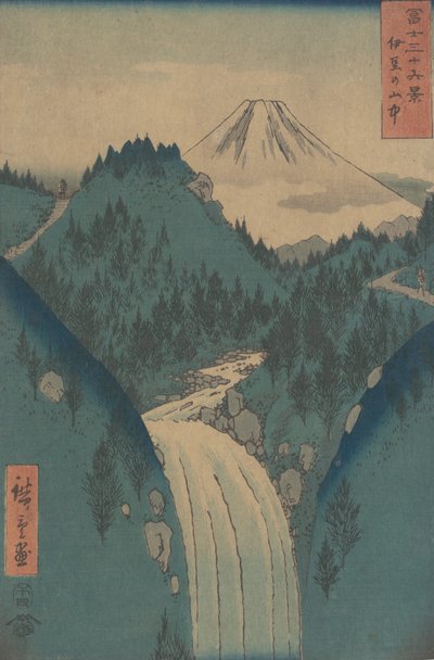 Uitzicht op Fuji-san vanuit de bergen in de provincie Izu, 1858 door Ando Hiroshige