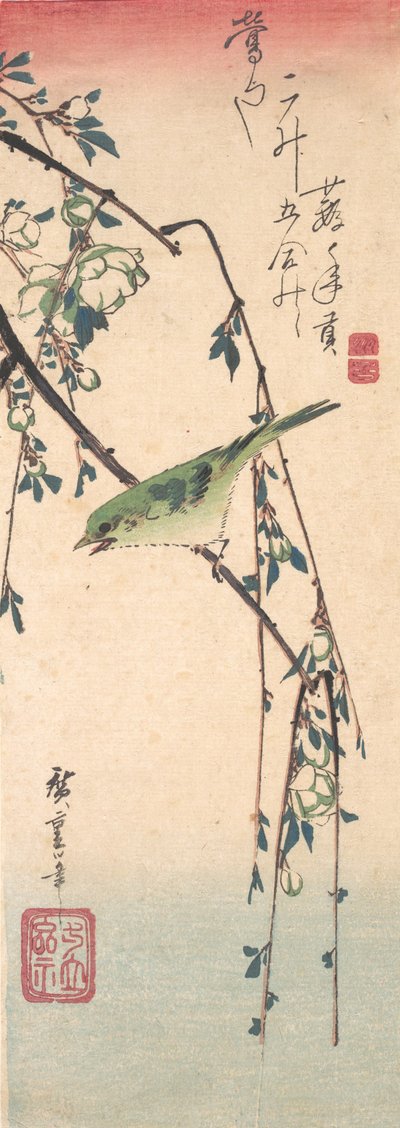 Zanger op een pruimentak, ca. 1835 door Ando Hiroshige