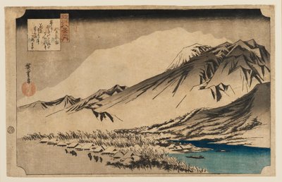 Houtsnede - Avondsneeuw op Mt. Hira door Ando Hiroshige