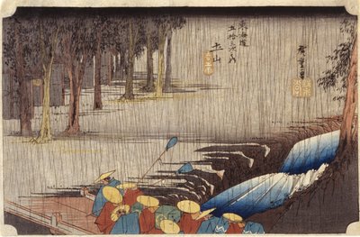 (Figuren Op Brug In Regen) door Ando or Utagawa Hiroshige