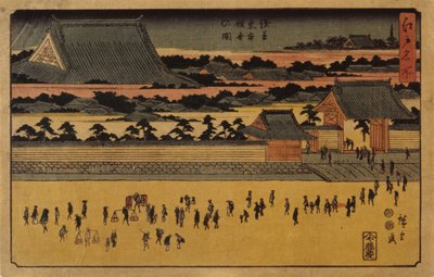 Mensen op de Voorgrondstraat door Ando or Utagawa Hiroshige