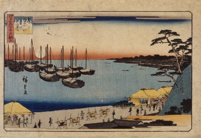 (Zeilboten In Haven) door Ando or Utagawa Hiroshige
