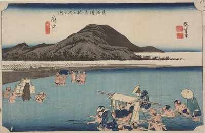 Abe-rivier door Ando or Utagawa Hiroshige