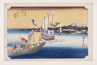 Arai: Veerboot door Ando or Utagawa Hiroshige