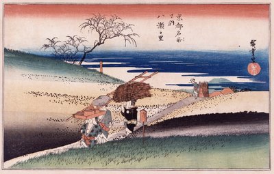 In het dorp Yase, uit de serie "Beroemde plaatsen van Kyoto" door Ando or Utagawa Hiroshige