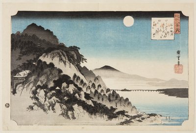 Herfstmaan bij de Ishiyama-tempel door Ando or Utagawa Hiroshige