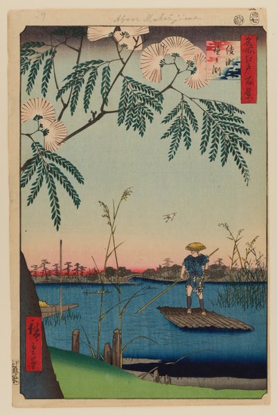 Ayase-rivier en Kanegafuchi door Ando or Utagawa Hiroshige