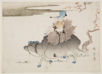 Veehouder en een koe door Ando or Utagawa Hiroshige