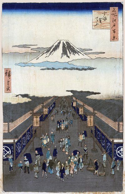 Honderd beroemde uitzichten van Edo: Uitzicht op Surugacho door Ando or Utagawa Hiroshige