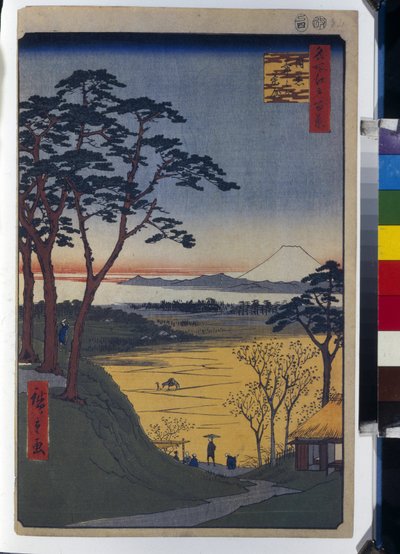 Honderd beroemde uitzichten van Edo: Grootvaders theehuis in Meguro door Ando or Utagawa Hiroshige