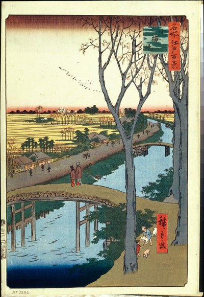 Honderd beroemde uitzichten van Edo: Koume-dijk door Ando or Utagawa Hiroshige