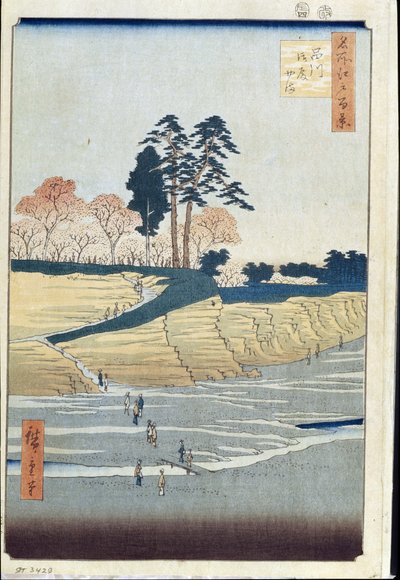 Honderd beroemde uitzichten van Edo: Palace Hill in Shinagawa door Ando or Utagawa Hiroshige