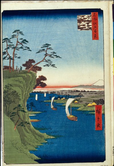 Honderd beroemde uitzichten van Edo: Uitzicht op Konodai en de Tone-rivier door Ando or Utagawa Hiroshige
