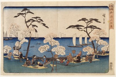 Kersenbloesems in Uyeno door Ando or Utagawa Hiroshige
