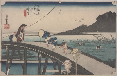 Verre uitzicht op de berg Akiba door Ando or Utagawa Hiroshige