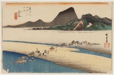 Enshu-oever van de Oi-rivier door Ando or Utagawa Hiroshige