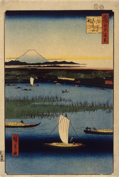 Afscheid kanalen bij Mitsumata door Ando or Utagawa Hiroshige