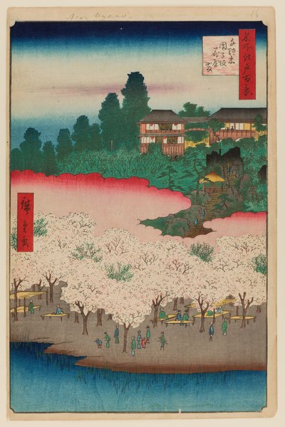 Bloemenpaviljoen, Dango helling, Sendagi door Ando or Utagawa Hiroshige