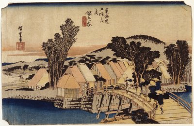 Hodogaya, Shinmachi Brug door Ando or Utagawa Hiroshige