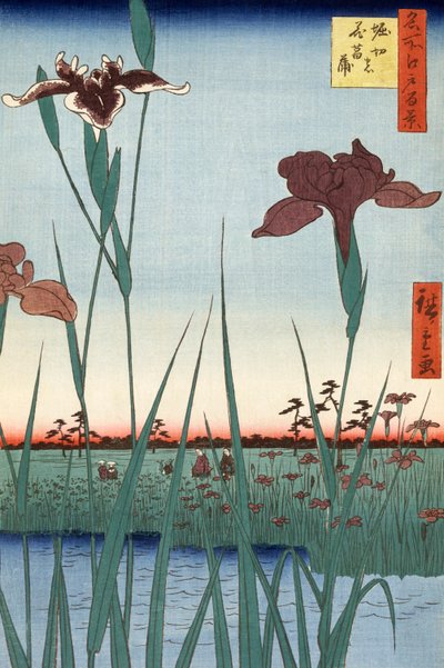 Horikiri Iris Tuin door Utagawa Hiroshige door Ando or Utagawa Hiroshige