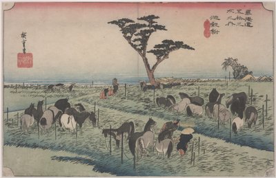 Paardenmarkt in de Vroege Zomer door Ando or Utagawa Hiroshige