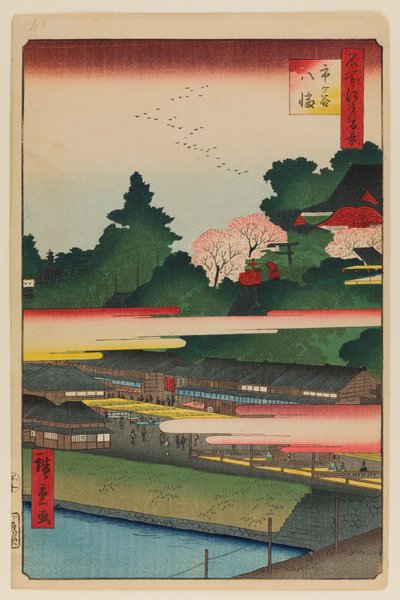 Ichigaya Hachiman Schrijn door Ando or Utagawa Hiroshige