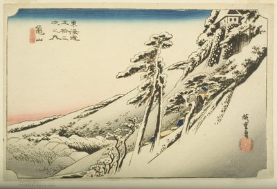 Kameyama: Helder Weer na Sneeuw door Ando or Utagawa Hiroshige
