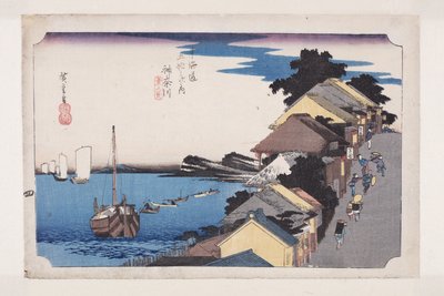 Kanagawa: Uitzicht op de dijk door Ando or Utagawa Hiroshige