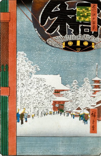 Kinryuzan-tempel in Asakusa, uit de serie "Honderd uitzichten van beroemde plaatsen in Edo" door Ando or Utagawa Hiroshige