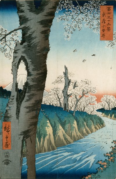 Koganei in de provincie Musashi door Ando or Utagawa Hiroshige