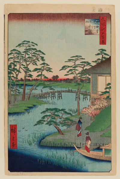 Mokuboji Tempel, Uchigawa Inham, Gozensaihata door Ando or Utagawa Hiroshige