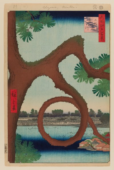 Moon Pine, Ueno door Ando or Utagawa Hiroshige
