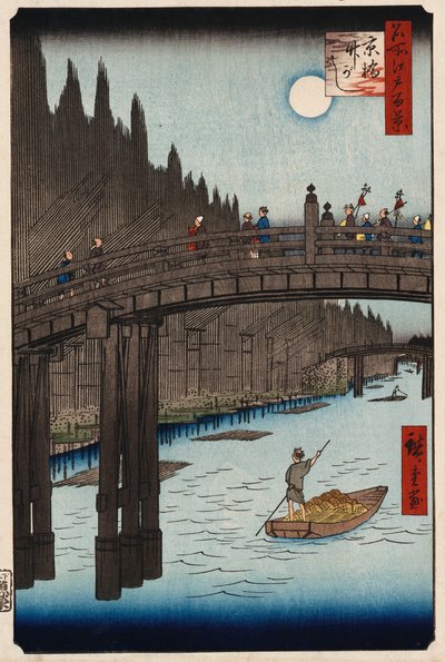 "Maan kijken den, Ueno" uit "Honderd uitzichten van beroemde plaatsen in Edo" door Ando or Utagawa Hiroshige