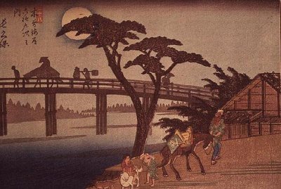Maanlicht over Nagacubo, c.1840 door Ando or Utagawa Hiroshige
