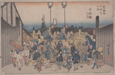 Ochtendscène door Ando or Utagawa Hiroshige