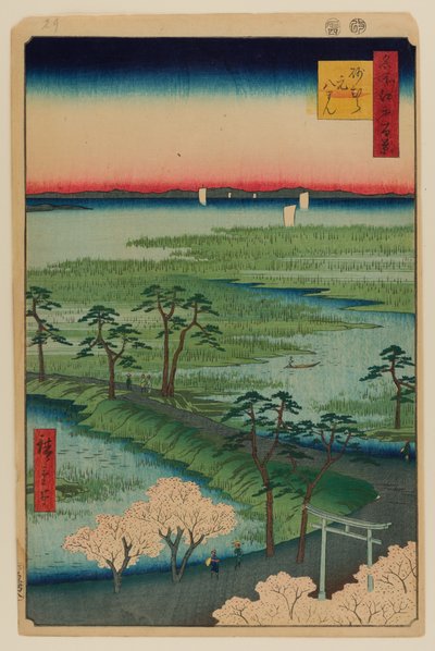 Moto-Hachiman heiligdom, Sumamura door Ando or Utagawa Hiroshige