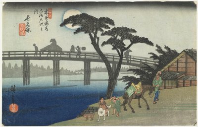 Nagakubo, nr.28, uit de serie Negenenzestig stations van de Kisokaido Snelweg, 186-38 (kleur houtsnede) door Ando or Utagawa Hiroshige